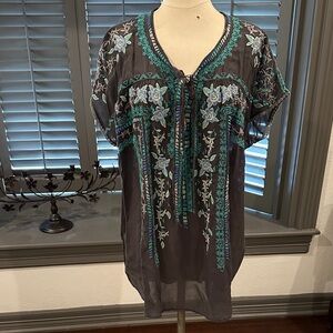 Embroidered Boho Tunic Top